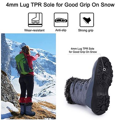 Women's Snow Boots, Women Waterproof Mid Calf, Anti-slip Outdoor Warm Duck Boot for Winter