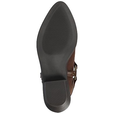 Journee Urbana Women's Pointed Toe Cuban Heel Strappy Mules