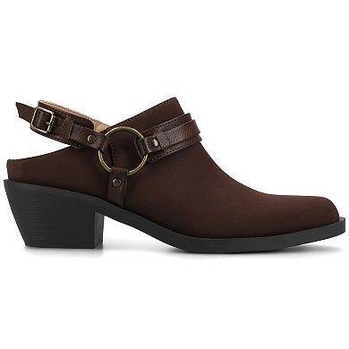 Journee Urbana Women's Pointed Toe Cuban Heel Strappy Mules