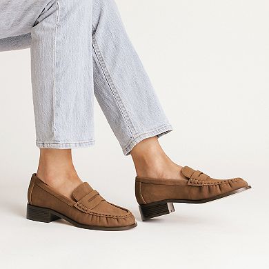 Journee Danna Women's Block Heel Ruched Penny Loafers