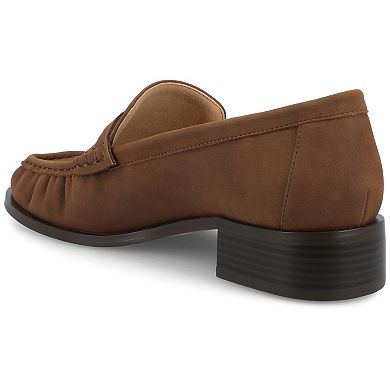 Journee Danna Women's Block Heel Ruched Penny Loafers