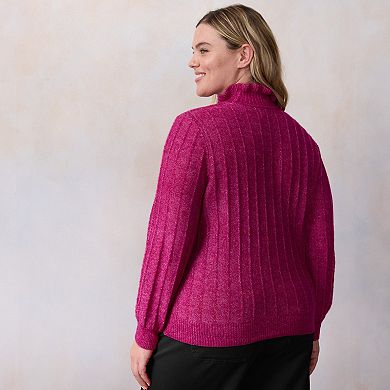 Plus Size LC Lauren Conrad Ruffle Neck Pullover Sweater