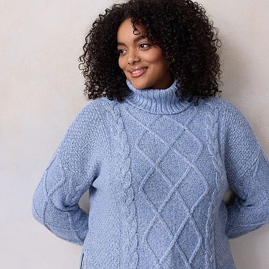 Plus Size LC Lauren Conrad Turtleneck Cable Tunic Sweater