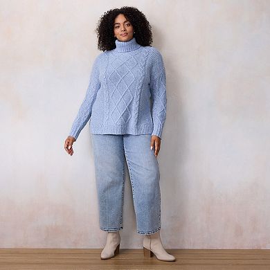 Plus Size LC Lauren Conrad Turtleneck Cable Tunic Sweater