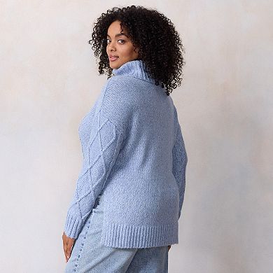 Plus Size LC Lauren Conrad Turtleneck Cable Tunic Sweater