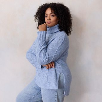 Plus Size LC Lauren Conrad Turtleneck Cable Tunic Sweater