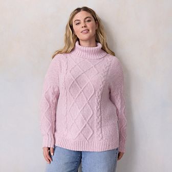 Plus Size LC Lauren Conrad Turtleneck Cable Tunic Sweater