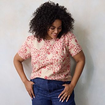 Plus Size LC Lauren Conrad Short Sleeve Sweater Tee