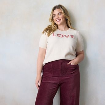 Plus Size LC Lauren Conrad Short Sleeve Sweater Tee