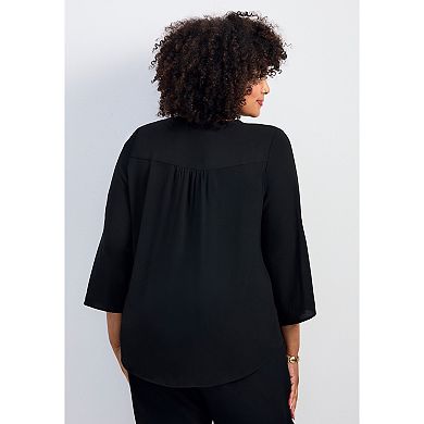 Avenue Women's Plus Size Hailey Zip Front Pintuck Blouse