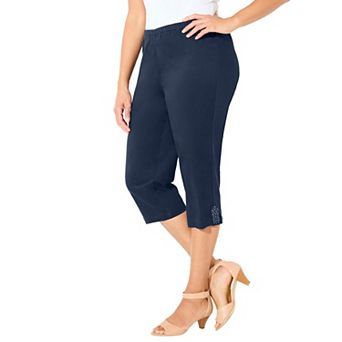 Catherines Women's Plus Size Everyday Capri With Sparkle Hem