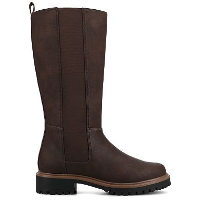 Journee Brandi Women's Knee-High Elastic Stretch Round Toe Boots In Regular, Wide, & Extra Wide Calf