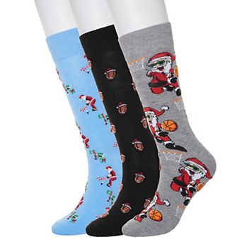 Men's 3-Pack Holiday Novelty Crew Socks