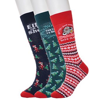 Men's 3-Pack Holiday Novelty Crew Socks