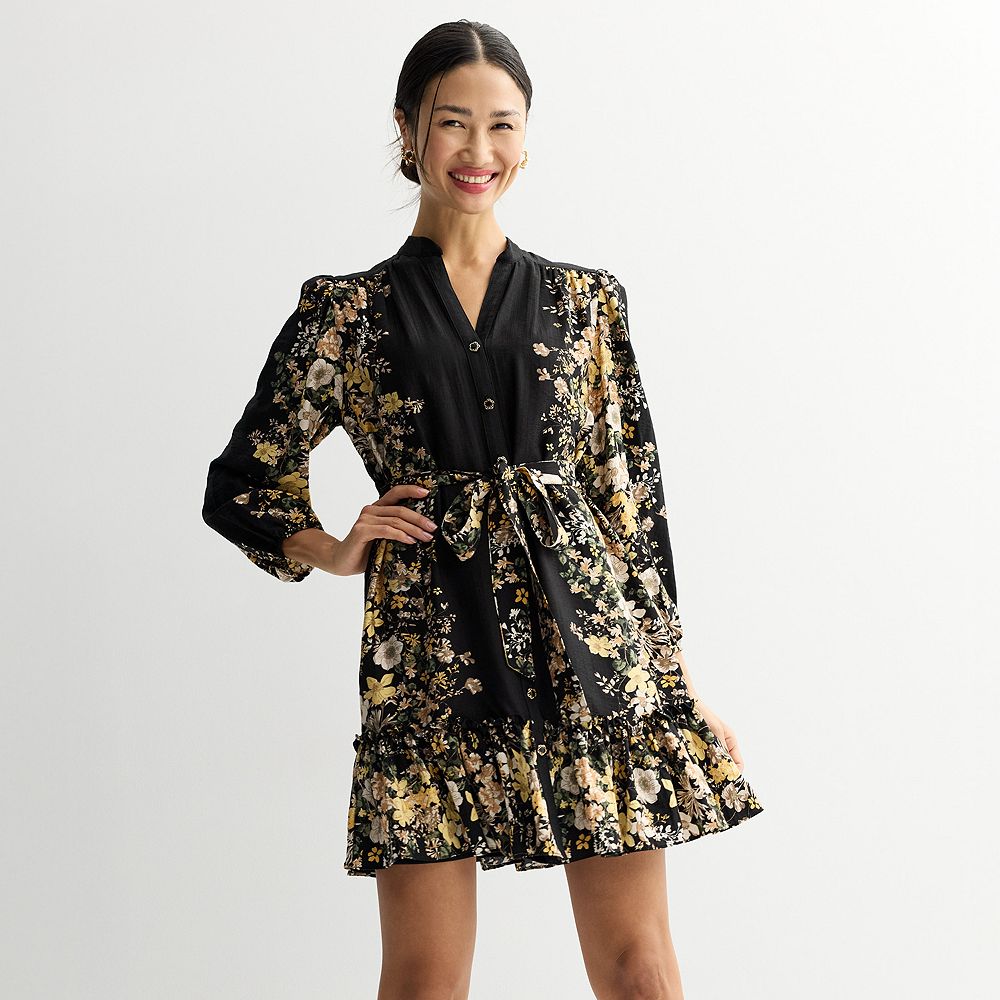 flounce-hem t-shirt dress Women's Taylor Floral Flounce Hem Shirt Dress