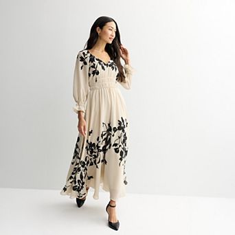 Women's Taylor Smocked Waist V-Neck Floral Maxi Dress