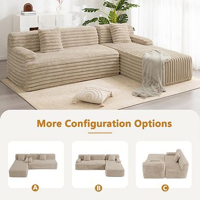 Merax 110" Cloud Sectional Sofa Upholstered Couch