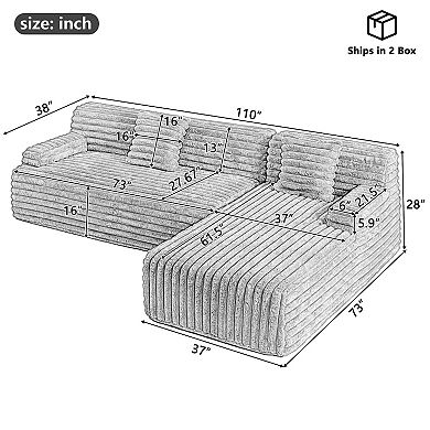 Merax 110" Cloud Sectional Sofa Upholstered Couch