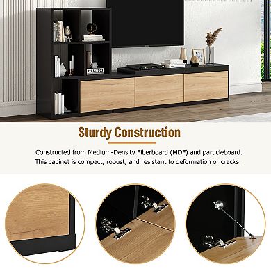 Merax 74.8''-126'' Extendable TV Stand with 3 Tier Bookshelves