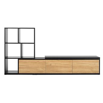 Merax 74.8''-126'' Extendable TV Stand with 3 tier Bookshelves