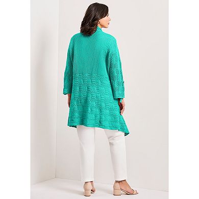 Avenue Women's Plus Size Pointelle Sweater Cardigan