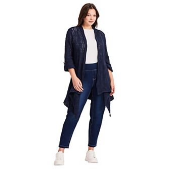 Avenue Women's Plus Size Pointelle Sweater Cardigan