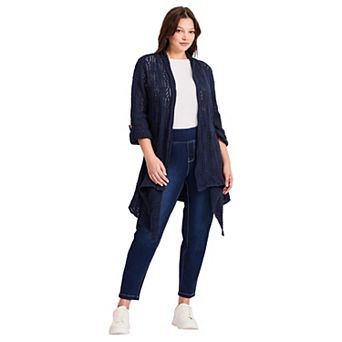Avenue Women's Plus Size Pointelle Sweater Cardigan