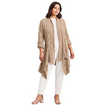 Avenue Women's Plus Size Pointelle Sweater Cardigan