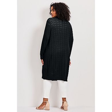 Avenue Women's Plus Size Pointelle Duster