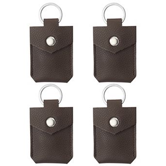 Leather Key Fob, 4 Pack Genuine Leather Keys Cover Portable Key Rings Air Tag Holder for Home Office