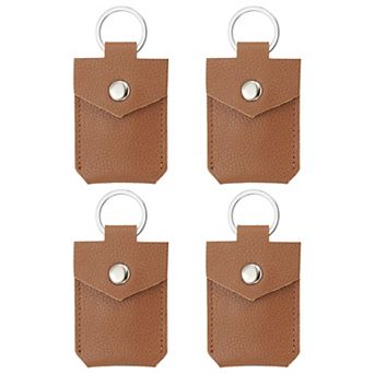 Leather Key Fob, 4 Pack Genuine Leather Keys Cover Portable Key Rings Air Tag Holder for Home Office