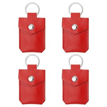 Leather Key Fob, 4 Pack Genuine Leather Keys Cover Portable Key Rings Air Tag Holder for Home Office