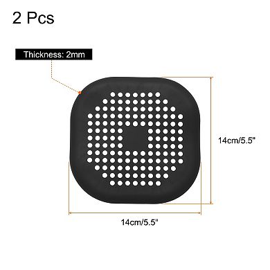 2pcs Shower Drain Hair Catcher Square Drain Cover with Suction Cup Silicone Strainer Hair Stopper