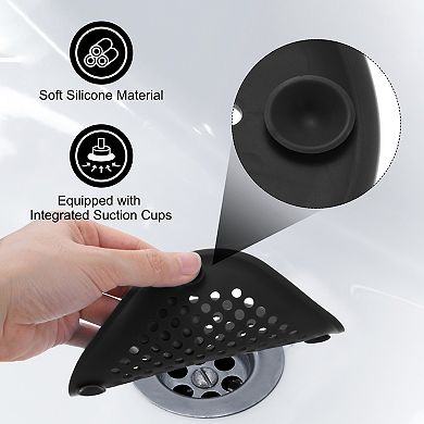 2pcs Shower Drain Hair Catcher Square Drain Cover with Suction Cup Silicone Strainer Hair Stopper