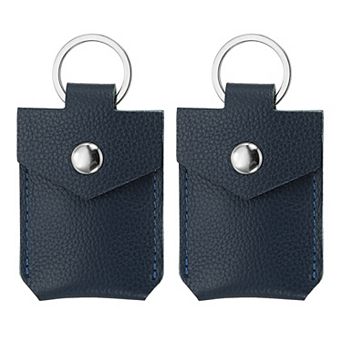 Leather Key Fob, 2 Pack Genuine Leather Keys Cover Portable Key Rings Air Tag Holder for Home Office