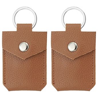 Leather Key Fob, 2 Pack Genuine Leather Keys Cover Portable Key Rings Air Tag Holder for Home Office