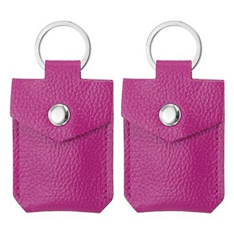 Leather Key Fob, 2 Pack Genuine Leather Keys Cover Portable Key Rings Air Tag Holder for Home Office