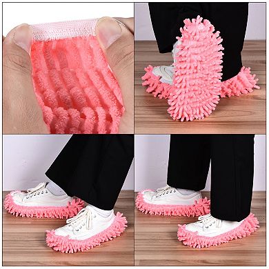 Washable Cleaning Shoes Cover Multifunction Chenille Duster Mop Slippers Foot Socks Pack of 2