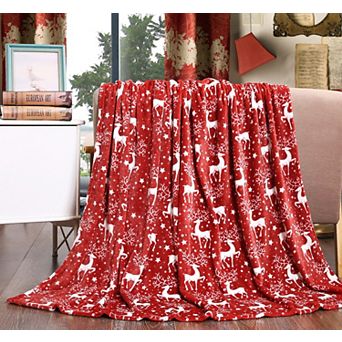 Let It Snow Collection Holiday Microfleece Throw Blanket (50" x 60")