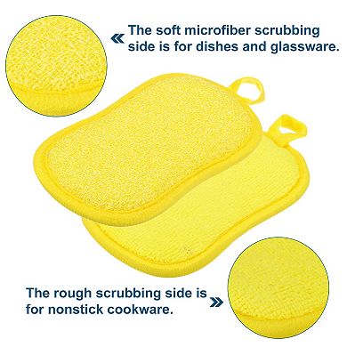 Multipurpose Kitchen Dish Sponge Scrubber, 5 Pcs Non Scratch Microfiber Sponges Scouring Pads
