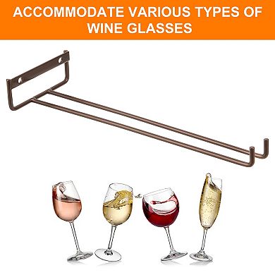 4Pcs Wine Glass Rack, Iron Wall Mountable Wine Glasses Rack Under Cabinet Stemware Rack for Bars