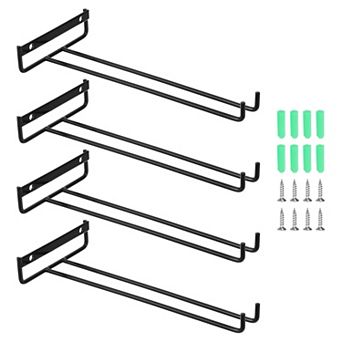 4 pc Wine Glass Rack, Iron Wall Mountable Wine Glasses Rack Under Cabinet Stemware Rack for Bars