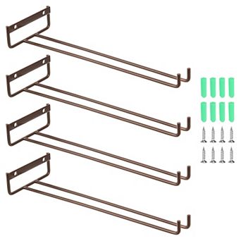 4 pc Wine Glass Rack, Iron Wall Mountable Wine Glasses Rack Under Cabinet Stemware Rack for Bars