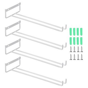 4 pc Wine Glass Rack, Iron Wall Mountable Wine Glasses Rack Under Cabinet Stemware Rack for Bars
