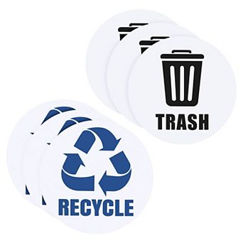 Recycle Sticker Bin Labels, 6 Pack Recycle and Trash Logo Stickers Combo Self-Adhesive Stickers