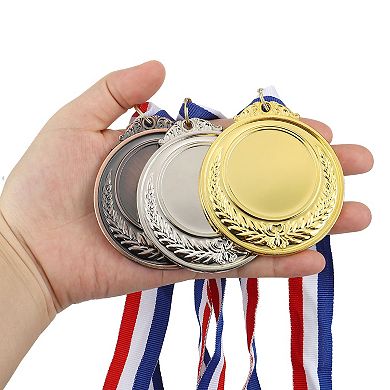 Blank Award Medals, 10 Pack Award Medals with Neck Ribbon, Make Your Medals Kit for Competitions