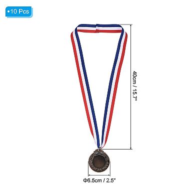 Blank Award Medals, 10 Pack Award Medals with Neck Ribbon, Make Your Medals Kit for Competitions