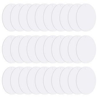 Acrylic Circle Blanks 3 Inch, 30 Pack Round Clear Disc Ornaments with Hole
