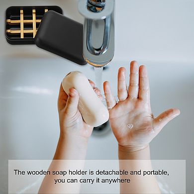 Wooden Soap Holder, Self-Draining Soap Box with Lid Wooden Soap Bar Tray for Bathroom 1pc