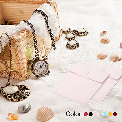 Jewelry Pouch, 2 Pack Soft Velvet Pouches with Snap Button Portable Storage for Rings Necklace
